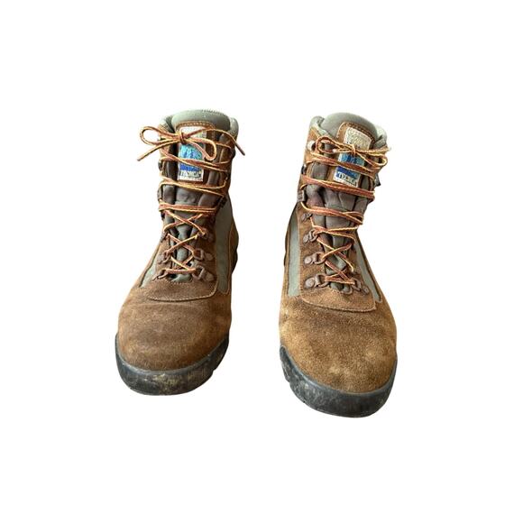 Tecnica Trekking Hiking Cervino Boots Gore-Tex Brown Suede Green Canvas Mens 11 - Picture 1 of 6